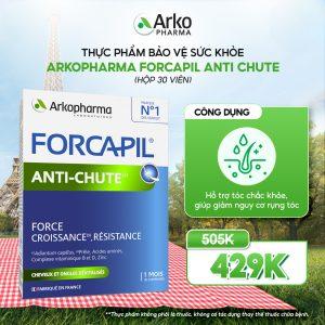 Viên uống ARKOPHARMA FORCAPIL ANTI CHUTE bổ sung biotin, hỗ trợ tóc chắc khỏe, giúp giảm nguy cơ rụng tóc (Hộp 30 viên)
